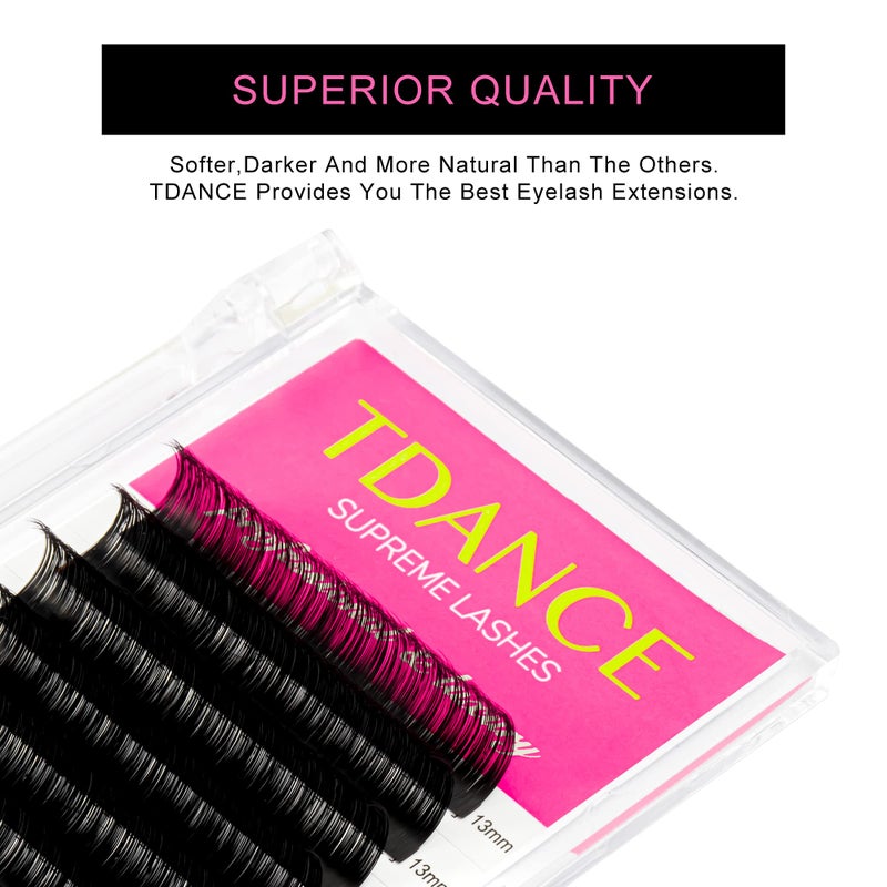 TDANCE Lash Extension Matte Black Eyelash Extension C CC D DD J B L Curl Volume & Classic Lash Extensions 0.03-0.18mm Thickness Professional Salon Use(0.18-D,8-15 mm) - Image 4